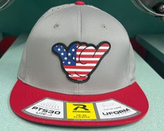 USA Flag Hang Loose PVC Hat - Grey/Red Richardson PTS30